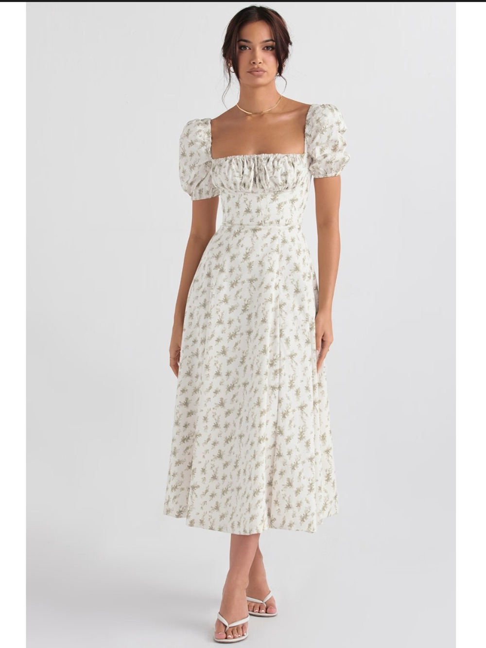 House of CB Tallulah Garden Print Puff Sleeve Midi Cottagecore Milkmaid Sundress - Picture 1 of 12